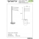 Porte serviette triple pivotant sur pied OMEGA laiton chromé 37x85x25 cm