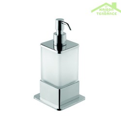 Distributeur de savon liquide en verre à poser PLAZA 8x8x16,5 cm