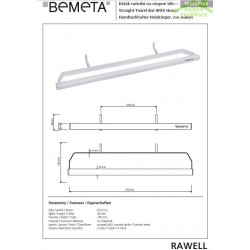 Porte-serviettes radiateur blanc RAWELL 61x4,8x14cm