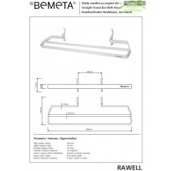 Porte-serviettes double blanc pour radiateur RAWELL 59x7,5x15cm