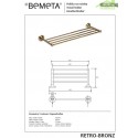 Porte-serviettes RETRO en laiton 66,5x6,5x22,5 cm