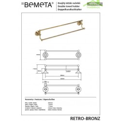 Porte-serviettes double RETRO laiton bronze 66,5x12,5x11,5 cm