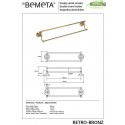Porte-serviettes double RETRO laiton bronze 66,5x12,5x11,5 cm
