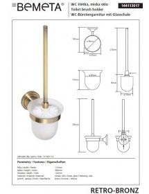 Goupillon de toilette mural en verre RETRO bronze 11x36x15cm