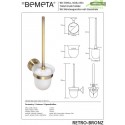 Goupillon de toilette mural en verre RETRO bronze 11x36x15cm