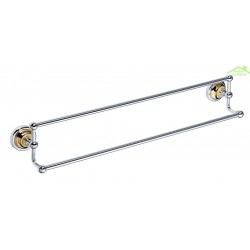 Porte-serviettes double RETRO en chrome-or 66,5x12,5x11,5 cm