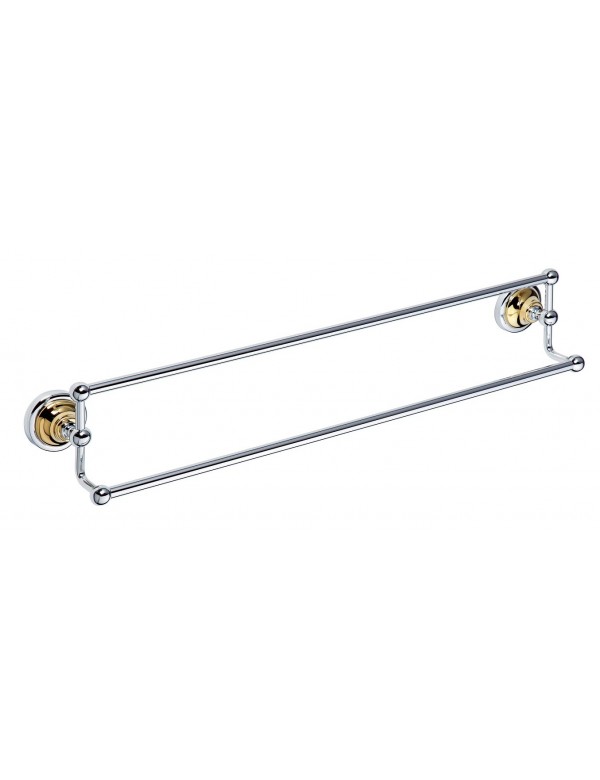 Porte-serviettes double RETRO en laiton chromé doré 66,5x12,5x11,5 cm