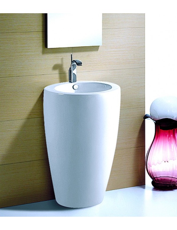 Lavabo totem rond TROCADERO 83x47x47 cm en céramique